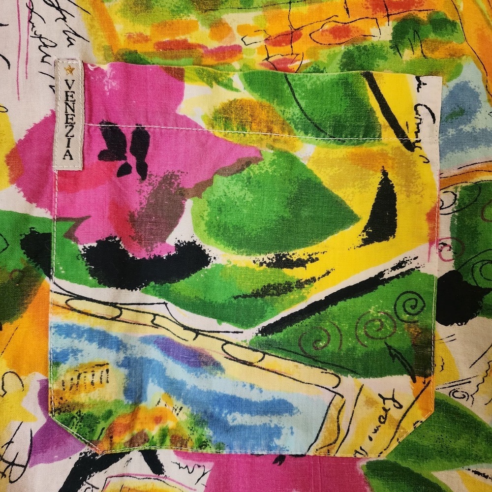 Vintage Venezia Floral Button Down Shirt 1X Boho Cottagecore - Picture 7 of 7